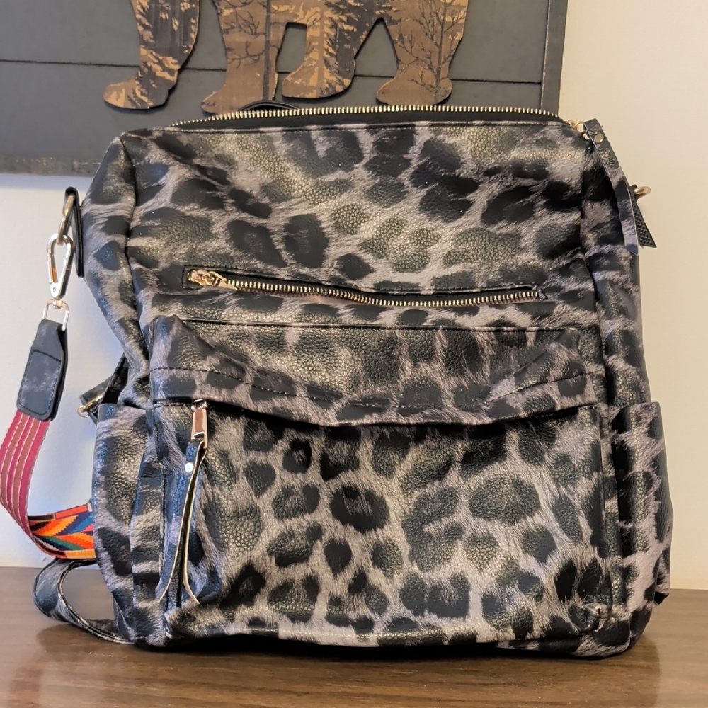 Leopard Print Crossbody Bag And Backpack